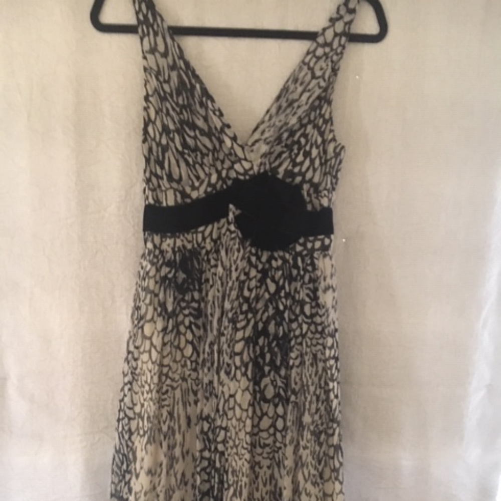 Black/Beige/Animal Print Tracy Reese midi dress